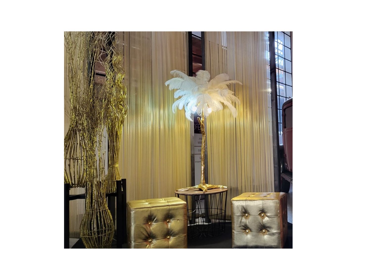 Paravent schwarz/gold