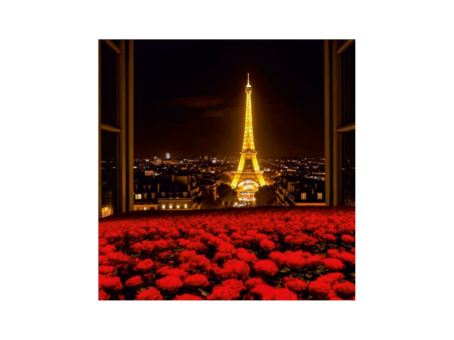 Druck: "Paris-Eiffelturm-Rosen
